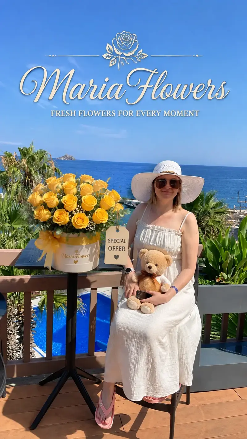 Teddy Bear + Yellow Roses