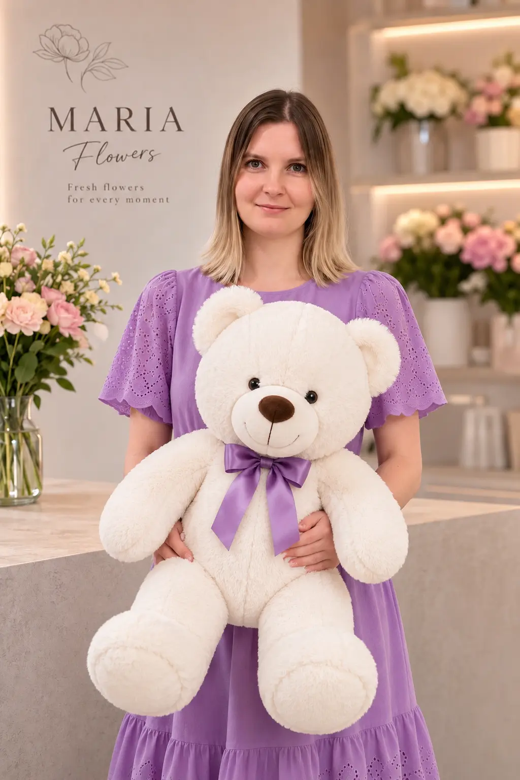 White Teddy Bear Gift